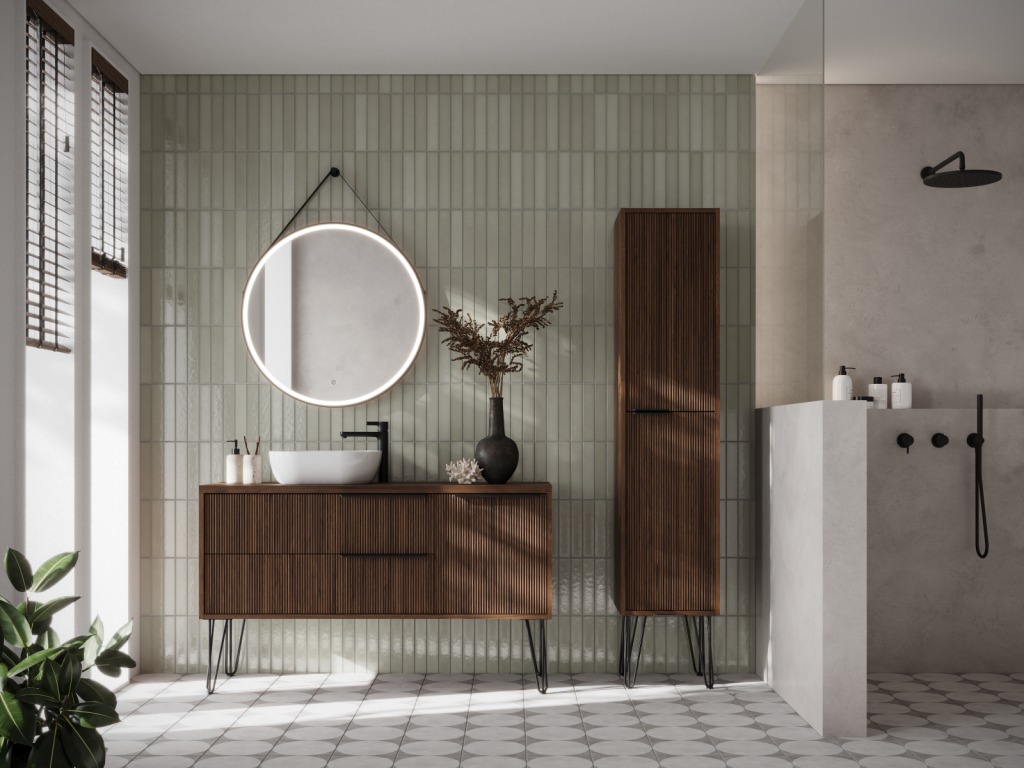 moderne badkamer met kleurzones