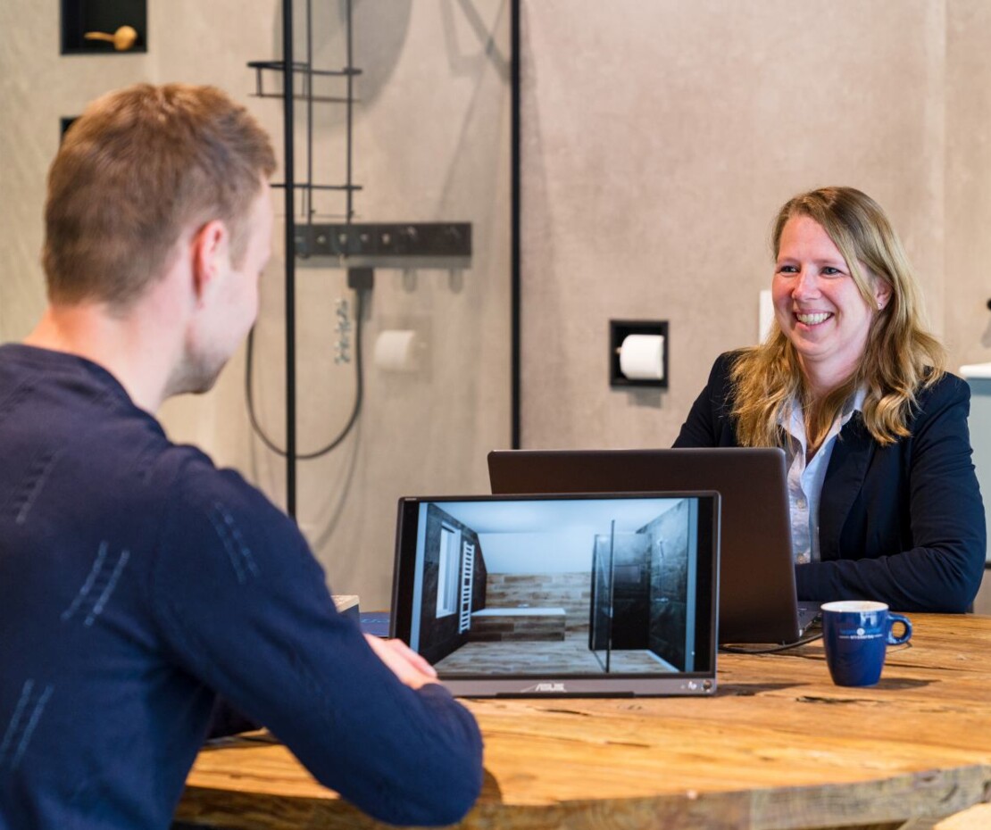 3D ontwerp van badkamer bij Stienstra Joure